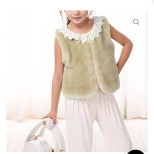 Chloe Kids Cream Faux Fur Vest
